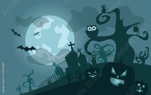 Halloween background. Vector illustration with pumpkins