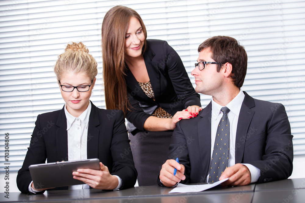 Woman influencing contract sign Woman influencing contract sign