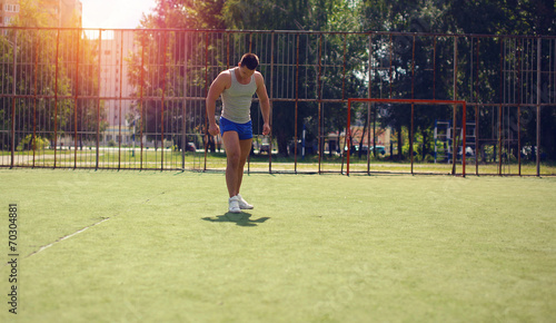 Abstract sport ghetto workout, vintage photo silhouette sportsma