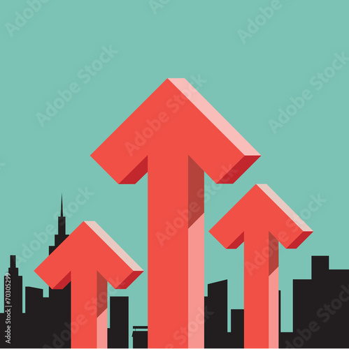 Arrow graph stock raise up ...