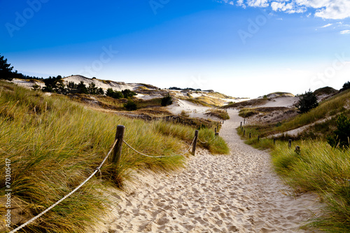 Sand dunes on the Baltic coast in the morning photo