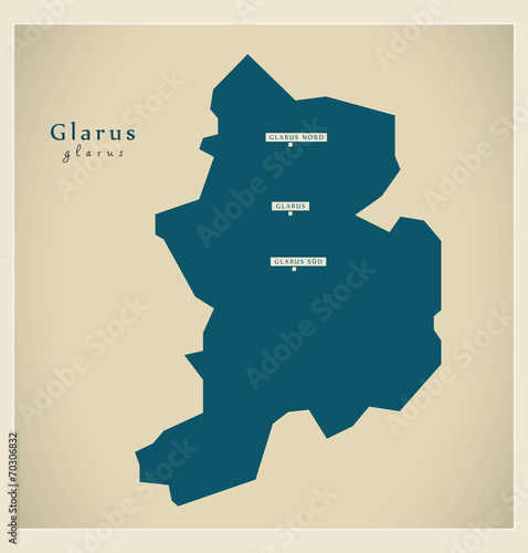 Moderne Landkarte - Glarus CH