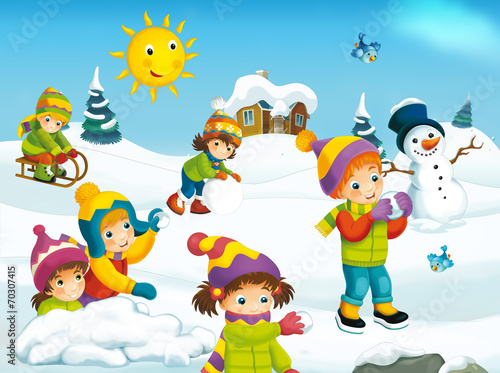 Winter cartoon illustration for the children