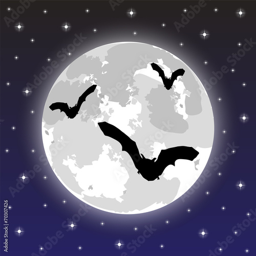 bats on the background of the full moon