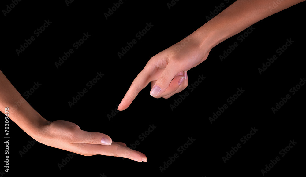 woman's finger pointing or touching