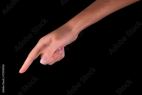 woman's finger pointing or touching