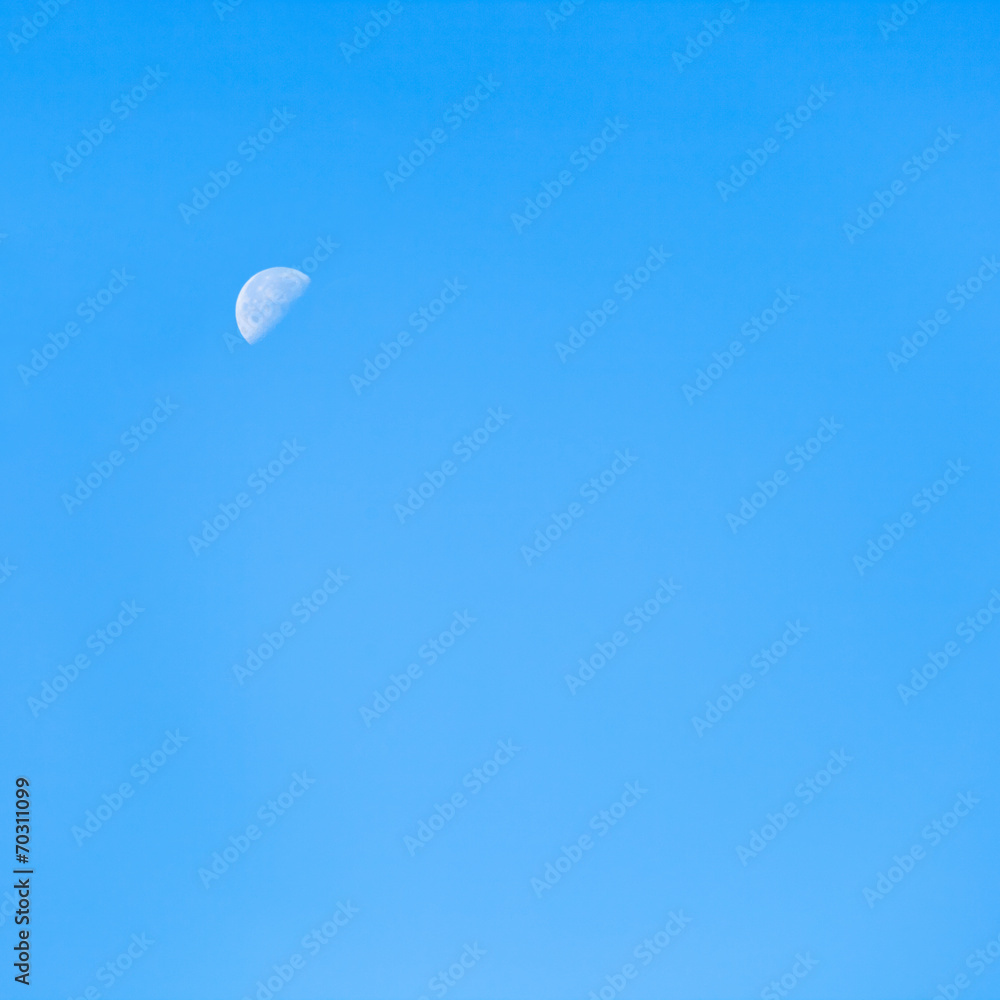 moon in clear blue autumn morning sky moon in clear blue autumn morning sky