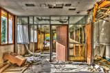 Vandalized office in an abandoned hospital
