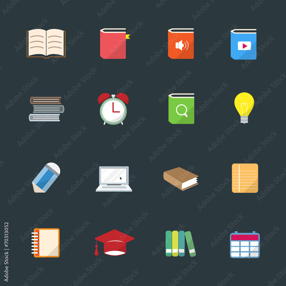 Learning education color icons set Learning education color icons set