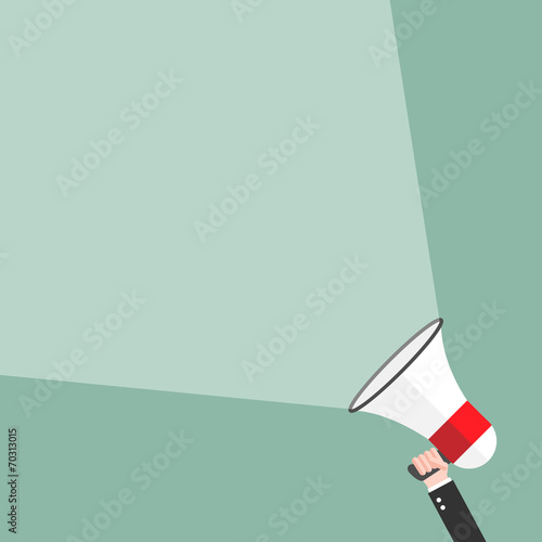 Hand holding megaphone broa...