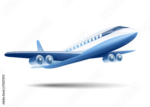 blue airplane on a white background