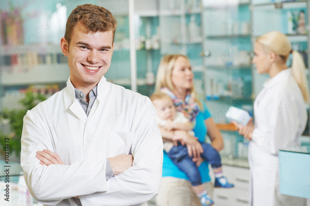 pharmaceutical worker in drugstore pharmaceutical worker in drugstore