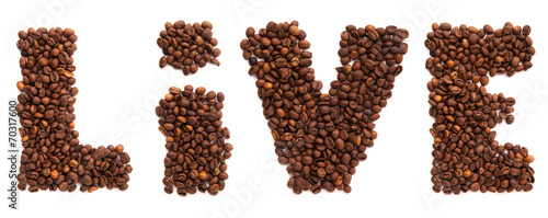 Live inscription from roasted coffee beans