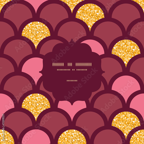 Gold glitter fish scale frame seamless pattern background