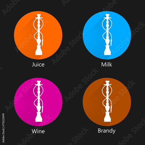 Colored vector icons for hookah