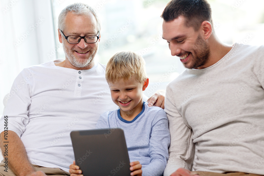 smiling family with tablet pc at home smiling family with tablet pc at home