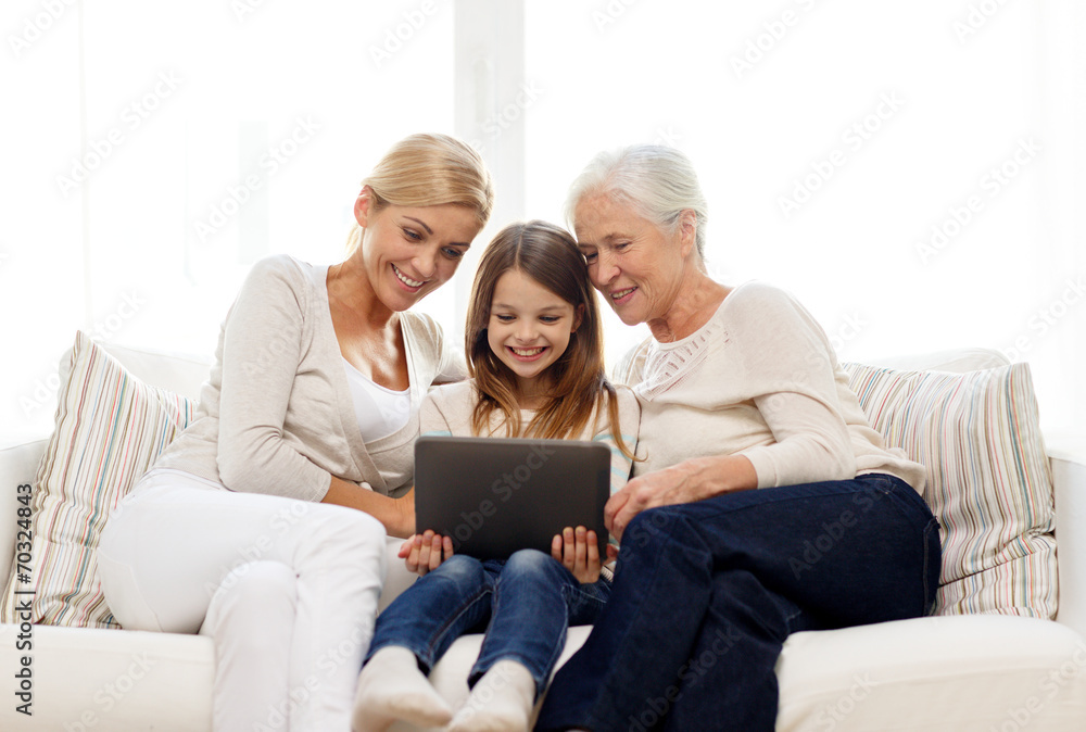 smiling family with tablet pc at home smiling family with tablet pc at home