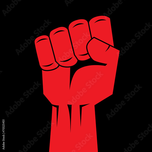 Fist red clenched hand vector illustration.