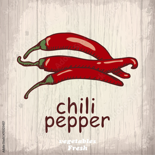 Fresh vegetables sketch of a chili pepper
