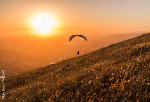 Paragliding in the evening