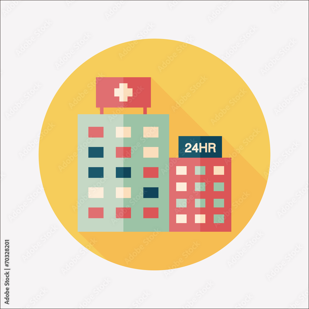 hospital flat icon with long shadow