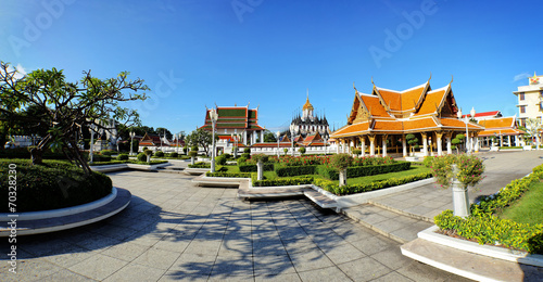 Panorama view of Wat Ratchanaddaram and Loha Prasat Metal Palace