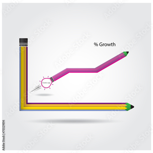The pencils and graph increase on background