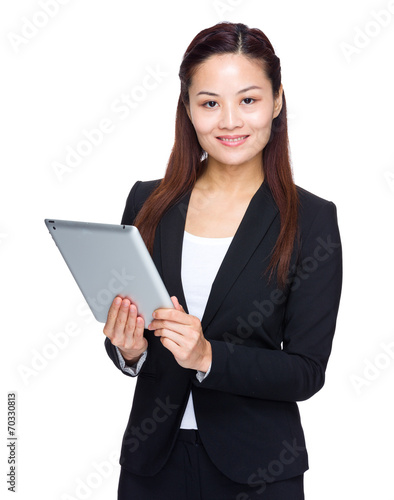 Businesswoman touch on the digital tablet