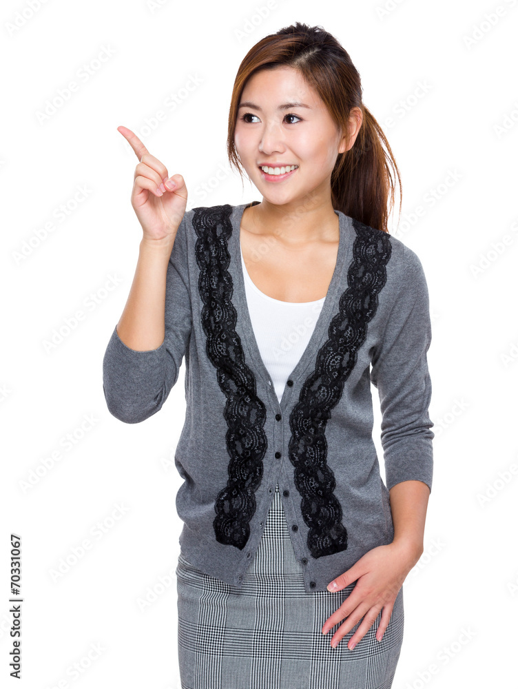 Woman with finger up Woman with finger up
