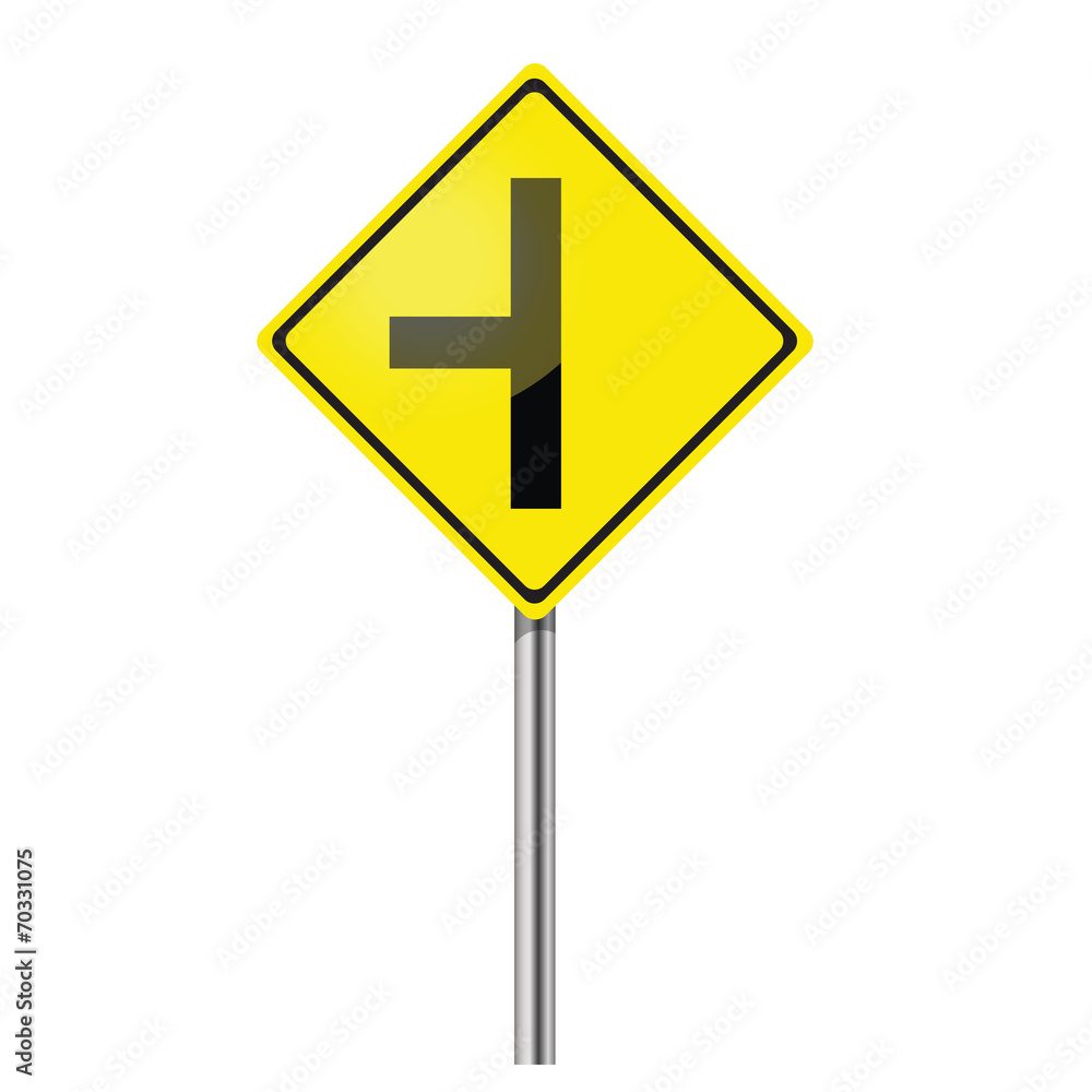 Three junction road traffic sign Three junction road traffic sign