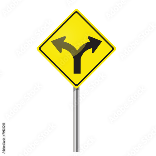 Fork in the road sign, vector illustration