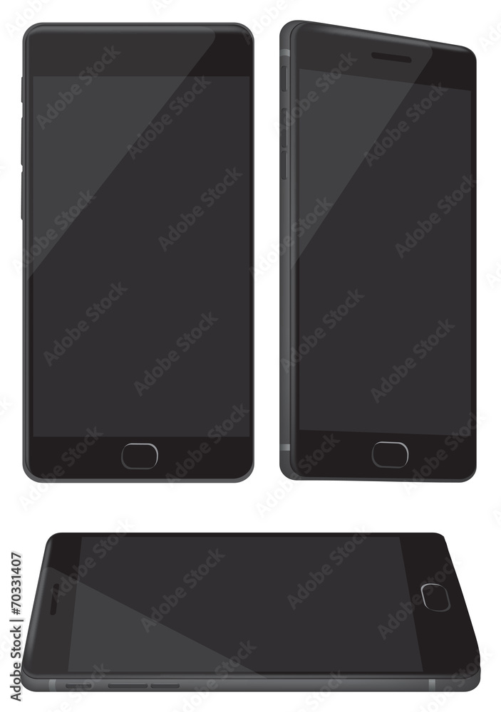 New Shiny Black Mobile Phone Isolated on White New Shiny Black Mobile Phone Isolated on White