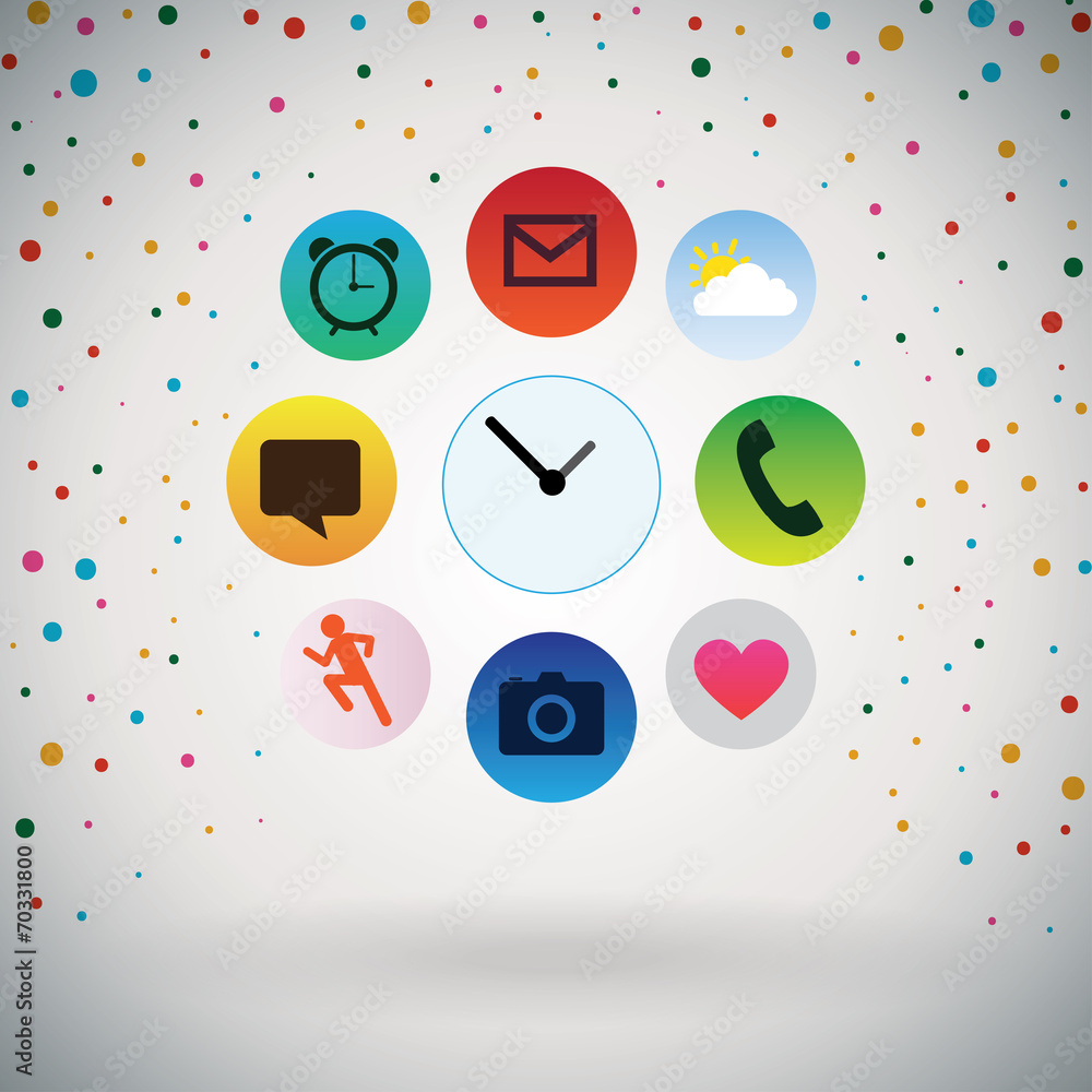 Apps icons with Retro polka dots Background. Apps icons with Retro polka dots Background.