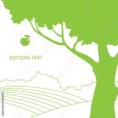 illustration with apple tree
