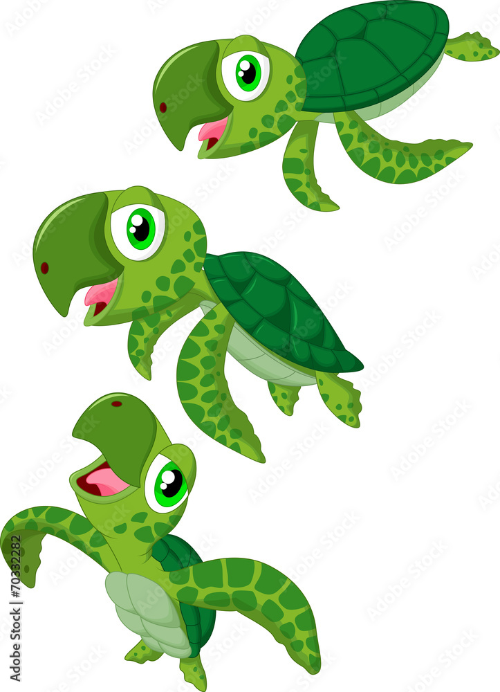 Naklejka premium Cartoon sea turtle
