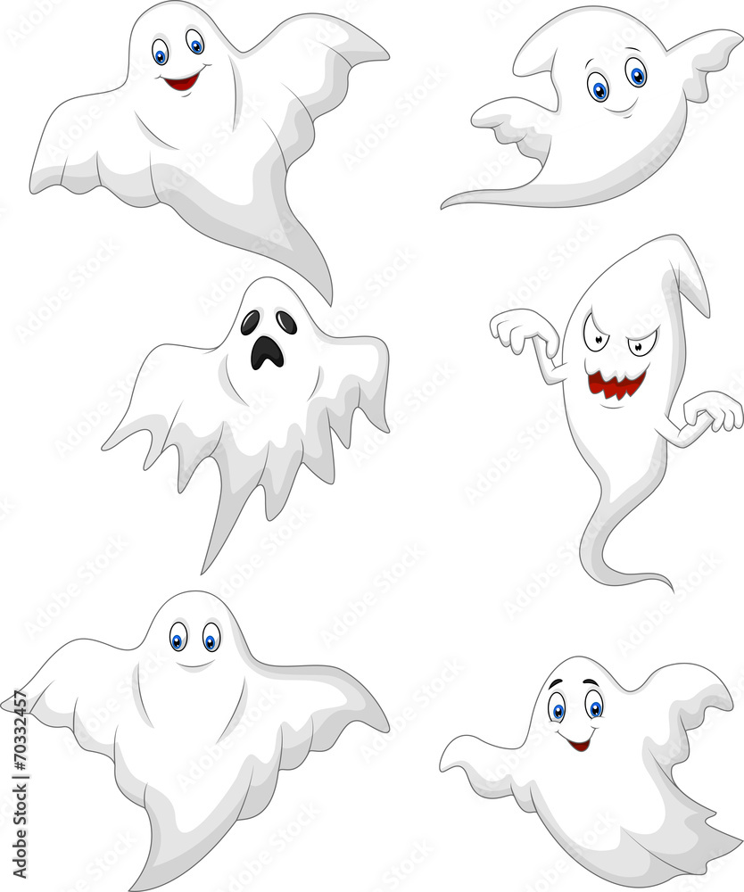 Naklejka premium Cute ghost cartoon collection set