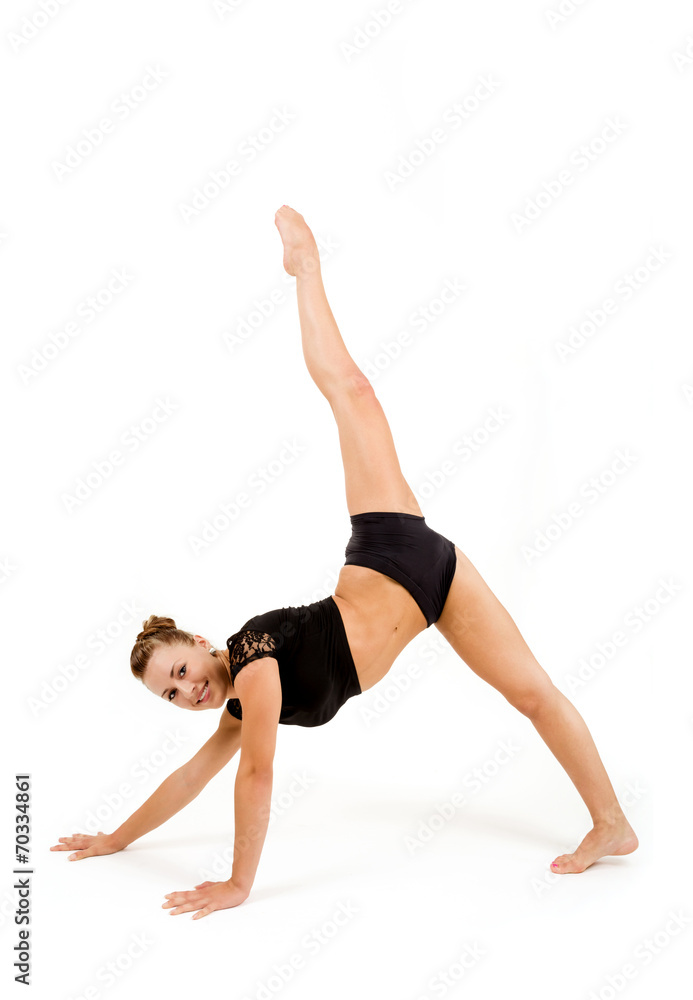 Young professional gymnast woman