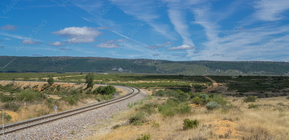 Curve in Railway in the middle of the country