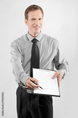 business man with clipboard