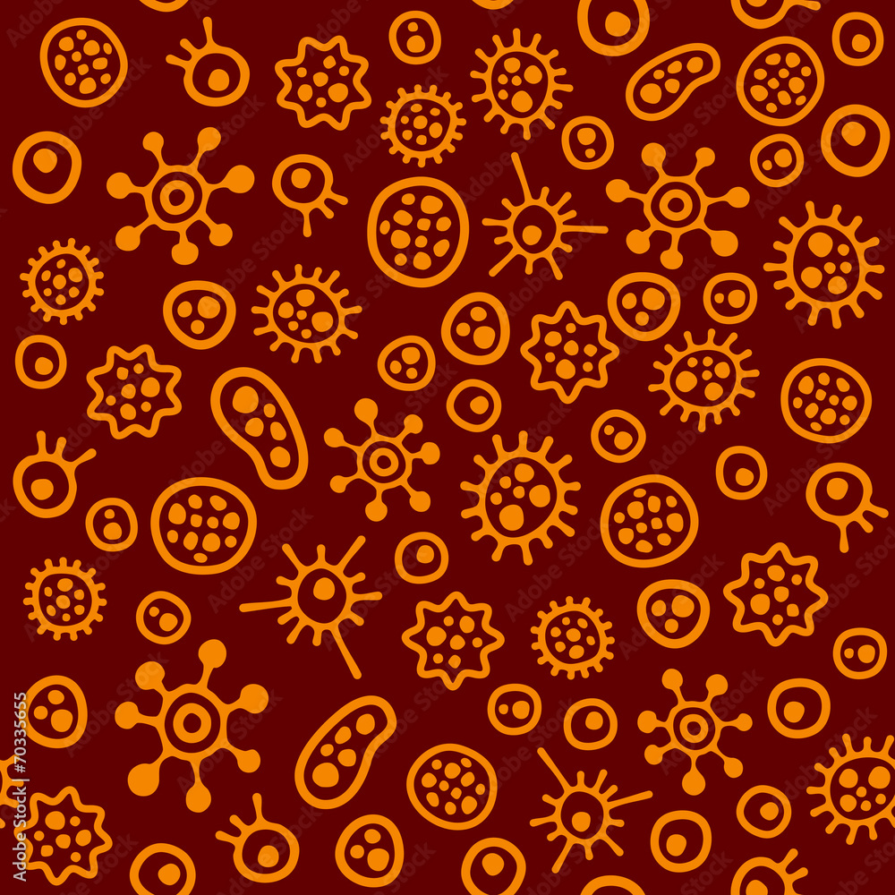 Cartoon Bacteria and Microbe Background. Seamless pattern. Cartoon Bacteria and Microbe Background. Seamless pattern.