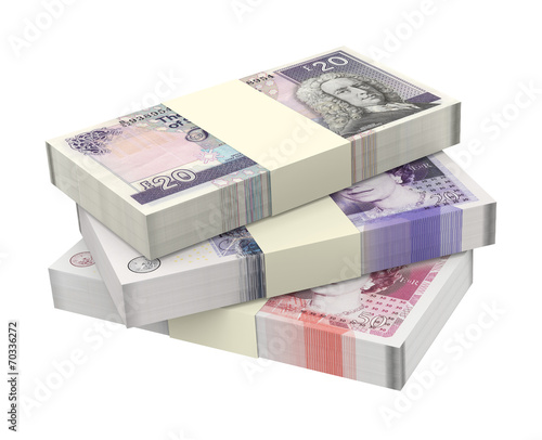 Scottish and British money isolated on white background.