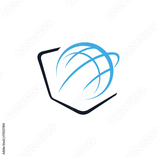 Globe and laptop sign