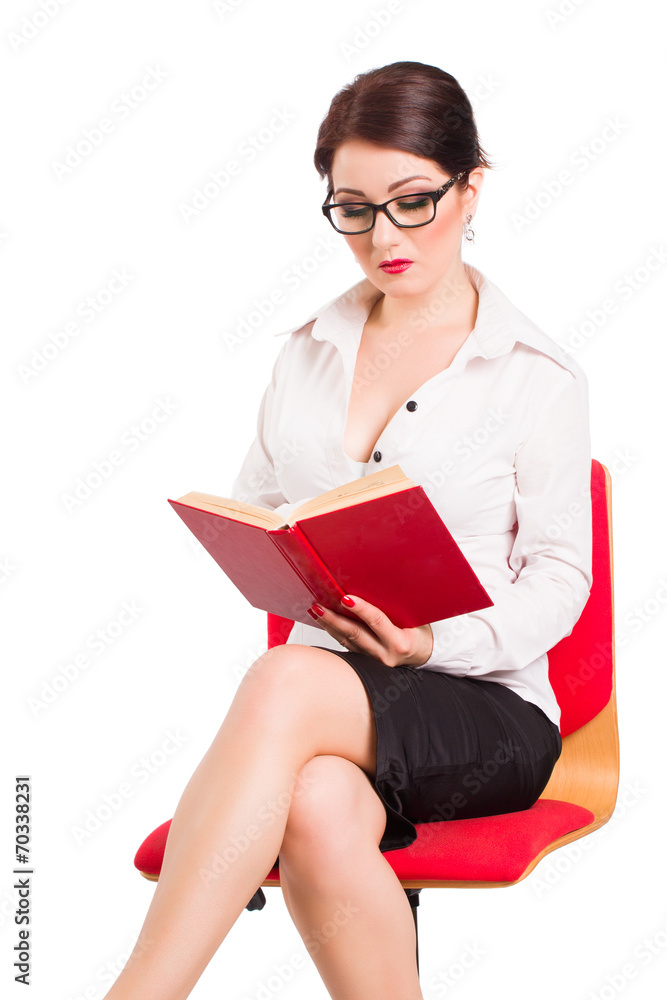 business woman reading a book business woman reading a book