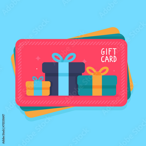 Vector gift card in flat style