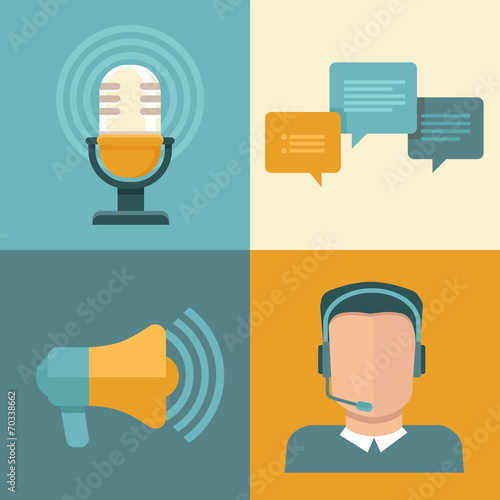 Vector podcast concepts in flat style
