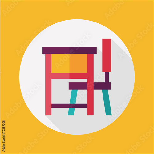 Vintage school desk flat icon with long shadow,eps10