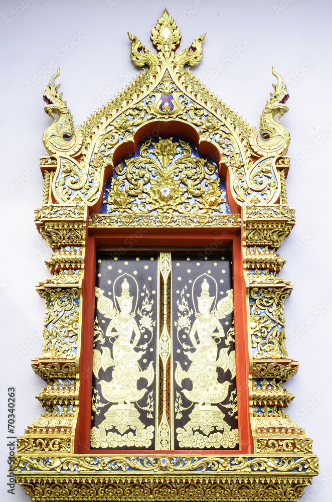 Church window in temple Thailand