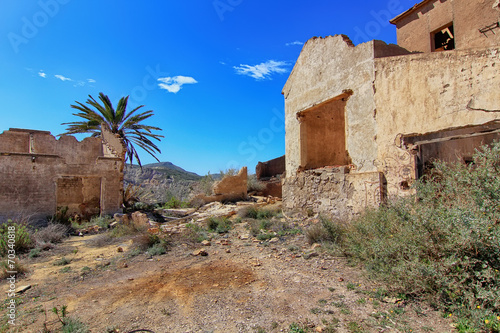 old village destroyed in ruins and abandoned by the bombs of war