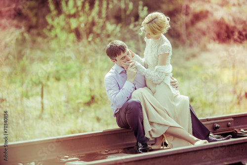 couple on the railway photo