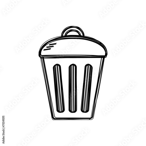 Vector of sketch doodle, trashcan icon on isolated background